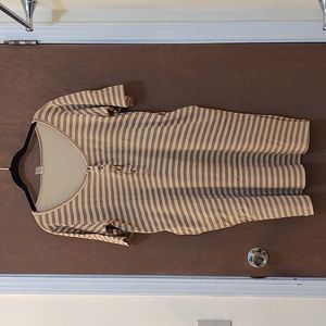 Henley Lounge Dress Organic Wheat Stripe